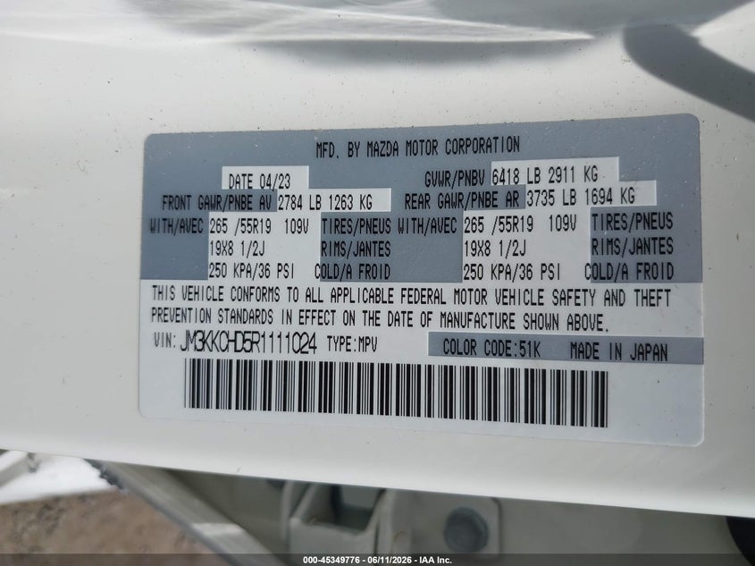 2024 Mazda Cx-90 3.3 Turbo Preferred Plus VIN: JM3KKCHD5R1111024 Lot: 45349776
