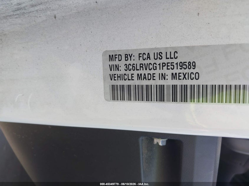 2023 Ram Promaster 2500 High Roof 136 Wb VIN: 3C6LRVCG1PE519589 Lot: 45349779