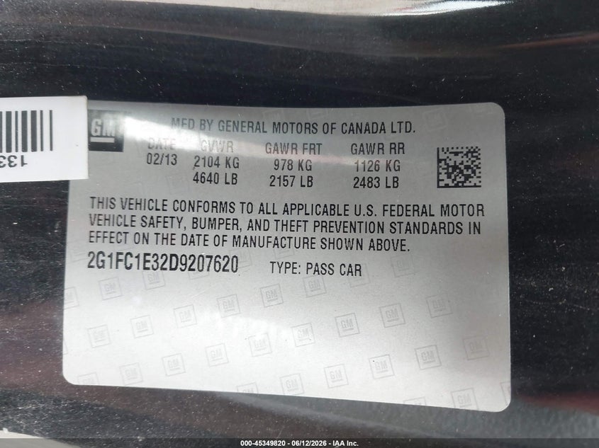 2013 CHEVROLET CAMARO COUPE 3.6L V-6 DI, DOHC, VVT, 323HP