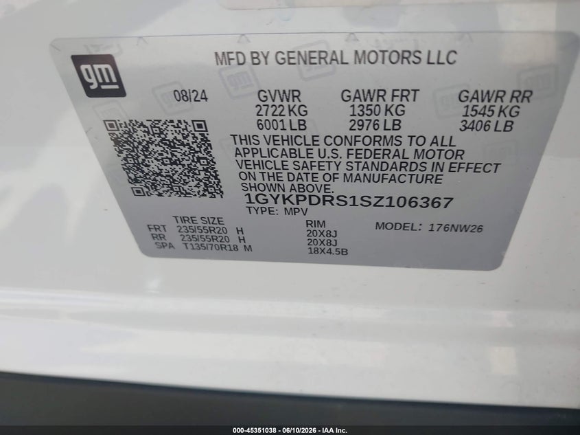 2025 Cadillac Xt6 Awd Premium Luxury VIN: 1GYKPDRS1SZ106367 Lot: 45351038