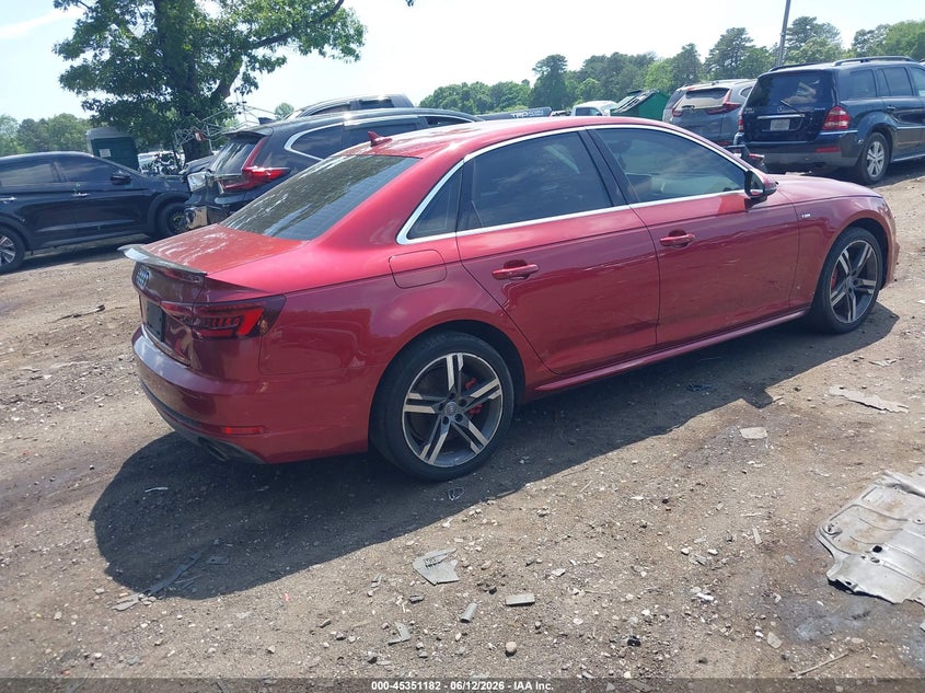 Vin: wauenaf41ja021469, lot: 45849129, audi a4 2.0t premium/2.0t tech premium 20184