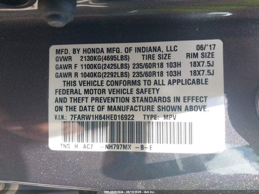 2017 HONDA CR-V EX-L/EX-L NAVI — Photo 9