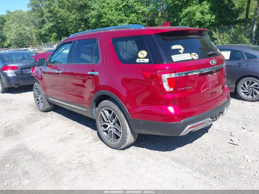 Vin: 1fm5k8fh8ggb14580, lot: 45849629, ford explorer limited 20163