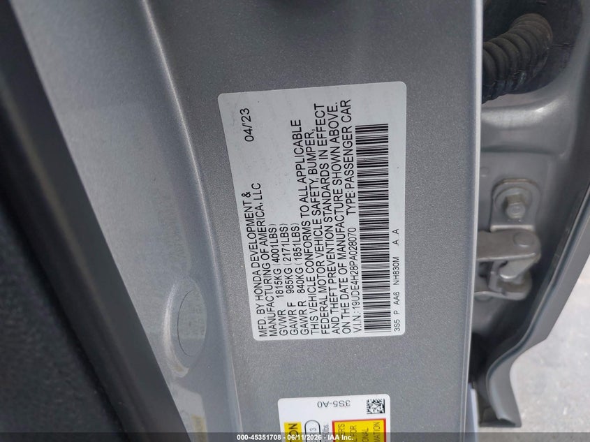 2023 Acura Integra VIN: 19UDE4H28PA028070 Lot: 45351708
