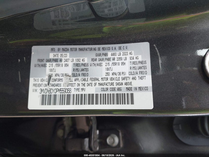 MAZDA CX-30 2023 VIN 3MVDMBDY0PM559068