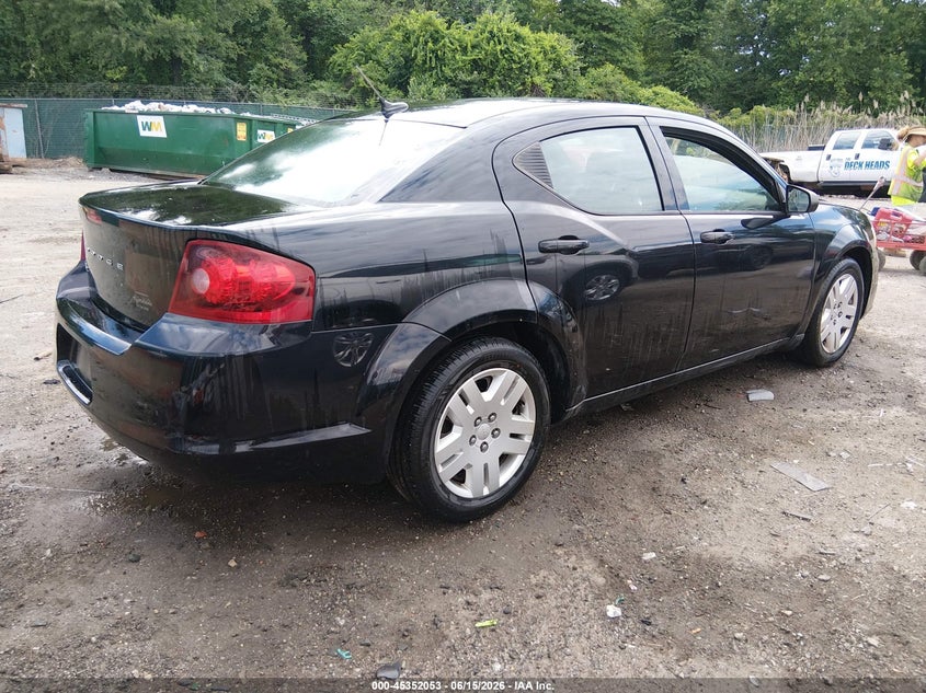 Vin: 1c3cdzabxcn122740, lot: 45850001, dodge avenger se 20124