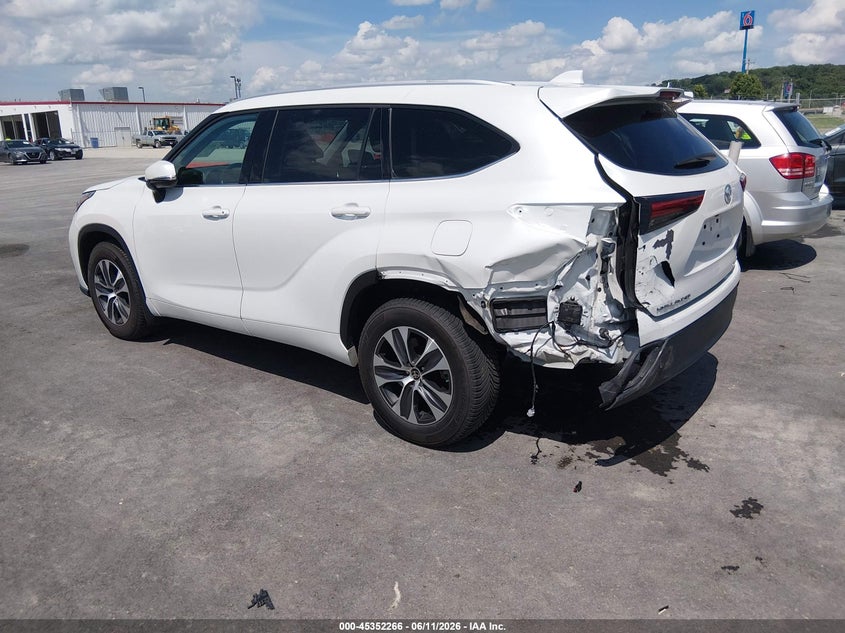 Vin: 5tdhzrbh0ns567734, lot: 45850213, toyota highlander xle 20223