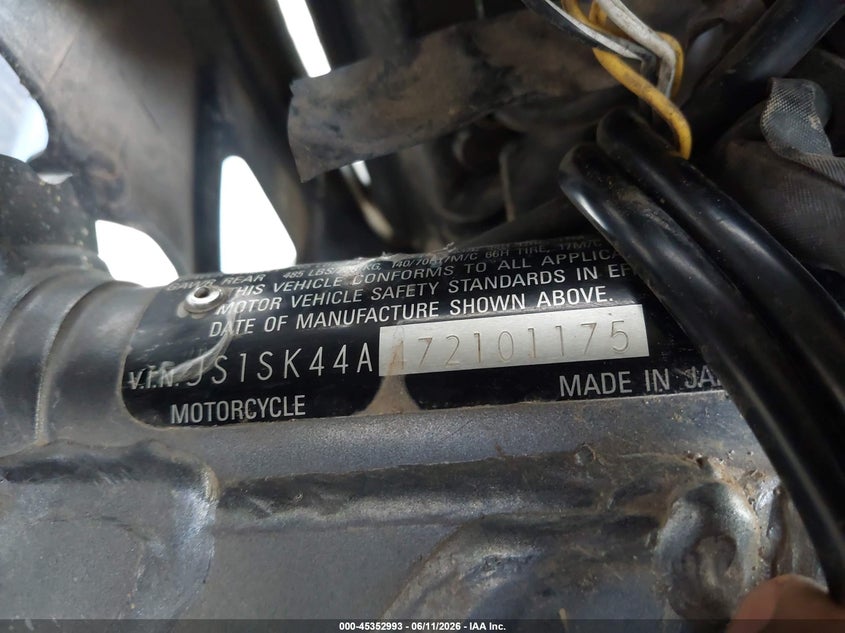 2007 Suzuki Dr-Z400 Sm VIN: JS1SK44A472101175 Lot: 45352993