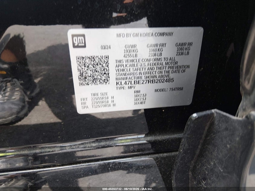 2024 Buick Envista Sport Touring Fwd VIN: KL47LBE27RB202485 Lot: 45353732