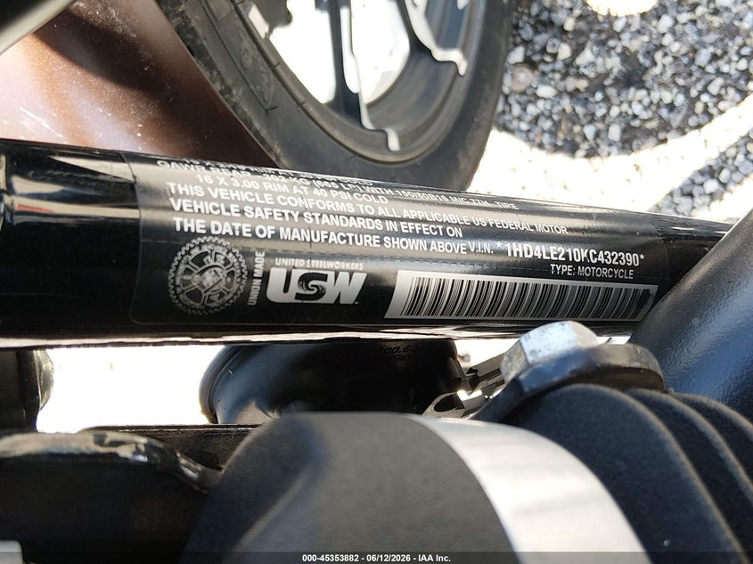 2019 Harley-Davidson Xl883 N VIN: 1HD4LE210KC432390 Lot: 45353882