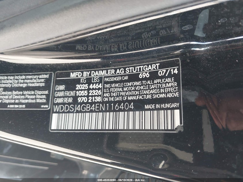 2014 Mercedes-Benz Cla 250 4Matic VIN: WDDSJ4GB4EN116404 Lot: 45353890