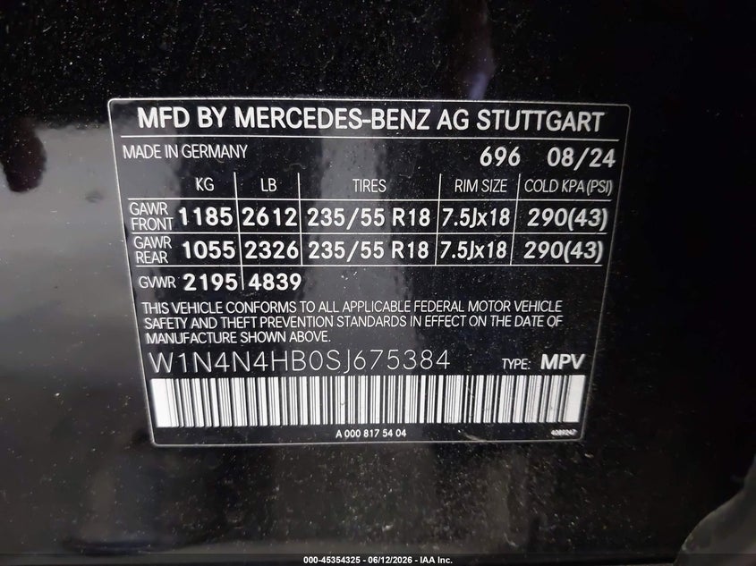 2025 Mercedes-Benz Gla 250 4Matic VIN: W1N4N4HB0SJ675384 Lot: 45354325