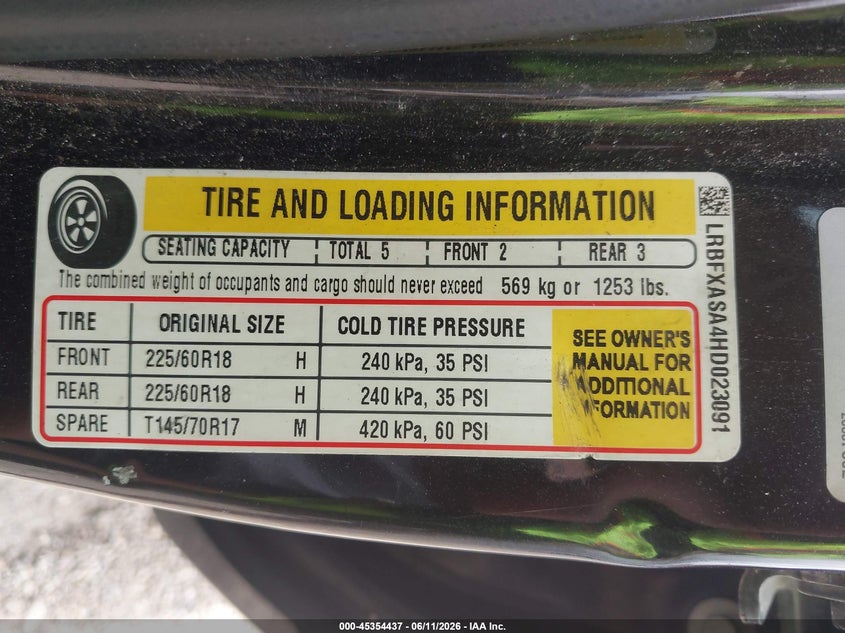 2017 Buick Envision Preferred VIN: LRBFXASA4HD023091 Lot: 45354437
