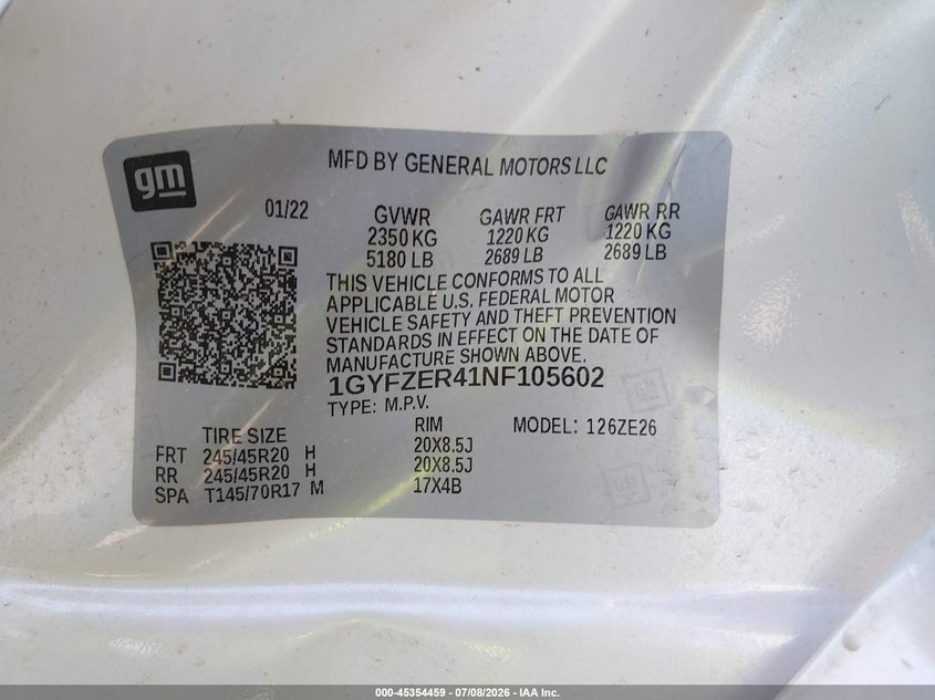 2022 Cadillac Xt4 Fwd Sport VIN: 1GYFZER41NF105602 Lot: 45354459