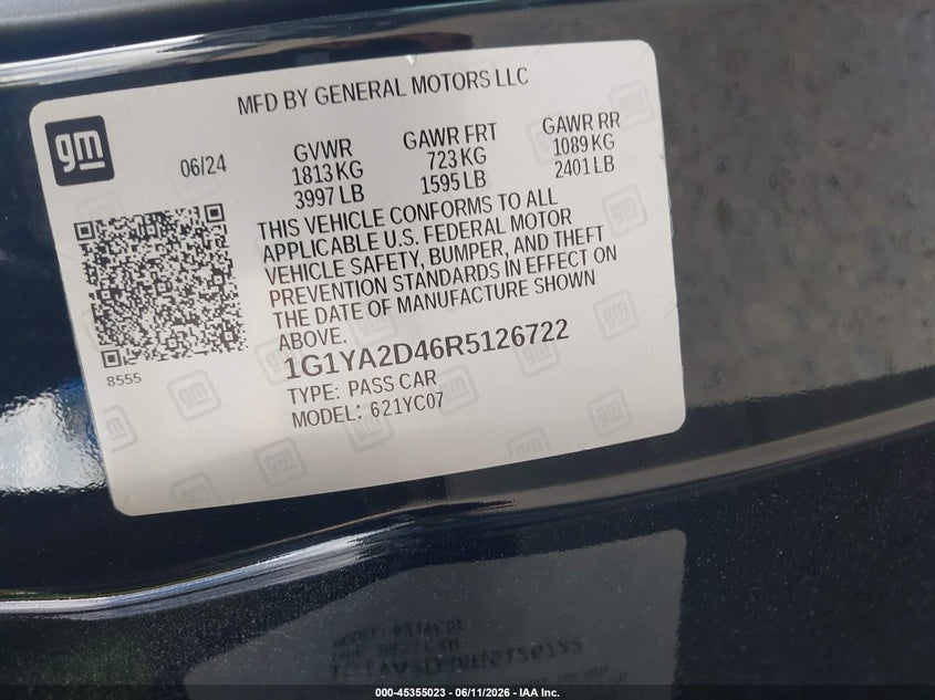 2024 Chevrolet Corvette Stingray Rwd 1Lt VIN: 1G1YA2D46R5126722 Lot: 45355023