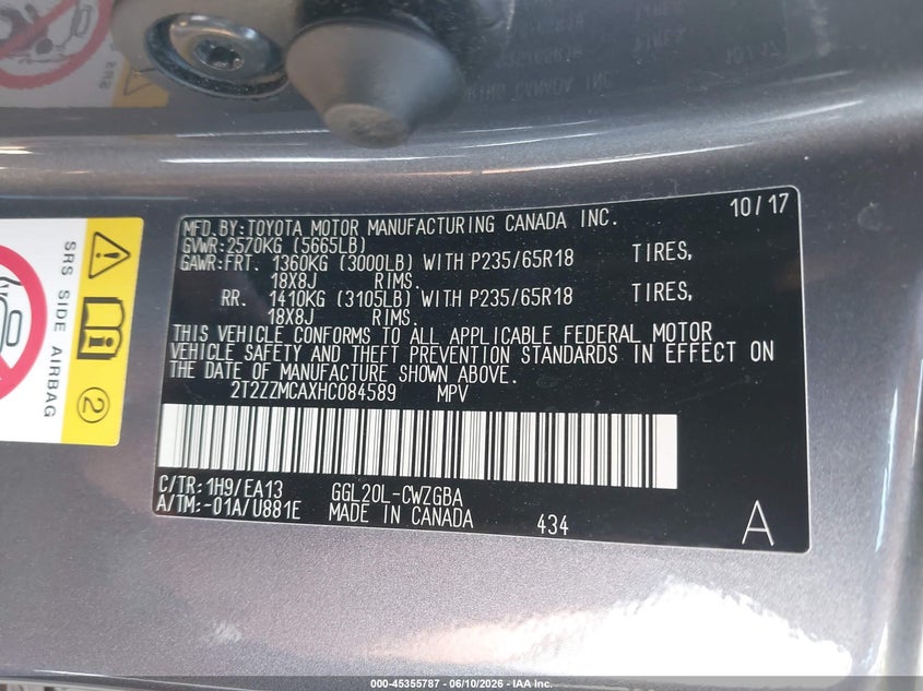 2017 LEXUS RX SPORT UTILITY VEHICLE 3.5L V-6 DOHC, VVT, 295HP