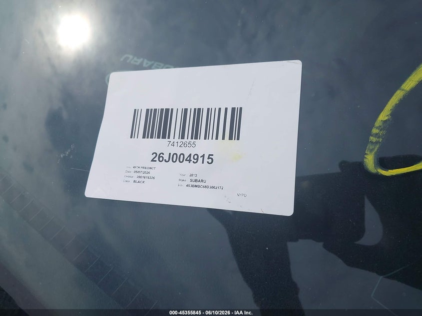 SUBARU LEGACY 2013 VIN 4S3BMBC68D3002172