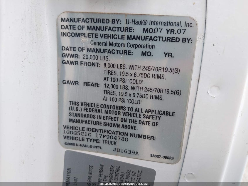 2007 GMC C5500 TRUCK N/A