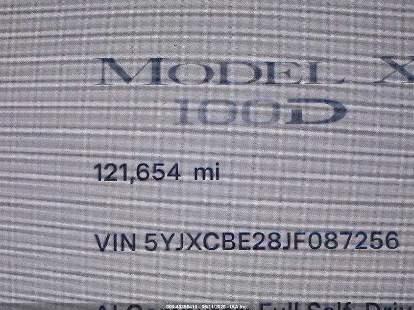 2018 Tesla Model X VIN: 5YJXCBE28JF087256 Lot: 45356410