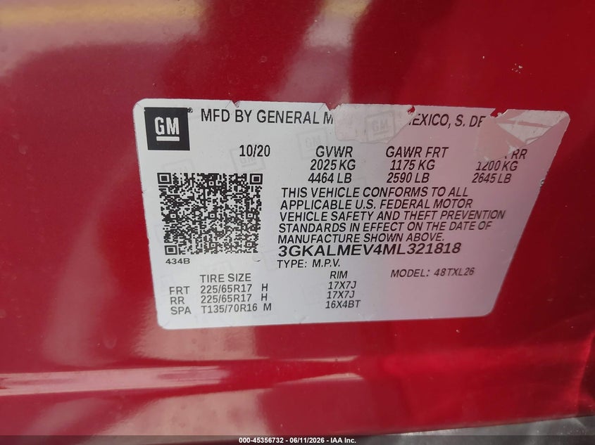 2021 GMC Terrain Fwd Sle VIN: 3GKALMEV4ML321818 Lot: 45356732