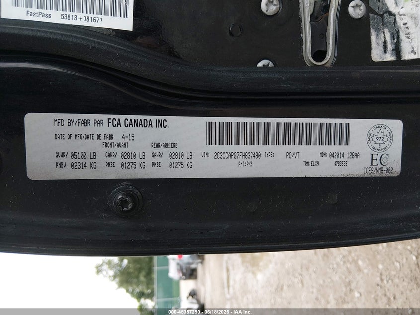 2015 Chrysler 300C Platinum VIN: 2C3CCAPG7FH837480 Lot: 45357250