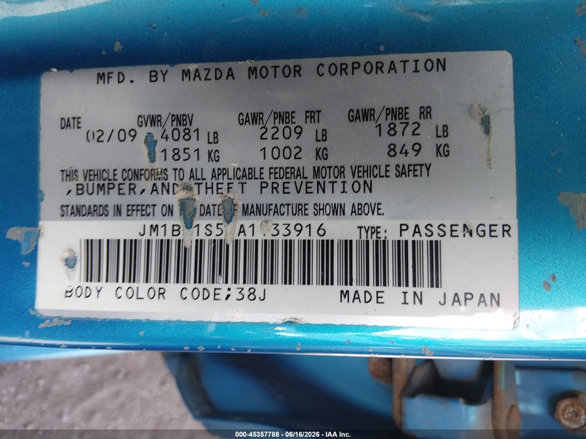 2010 MAZDA 3 SEDAN 2.5L I-4 DOHC, VVT, 165HP