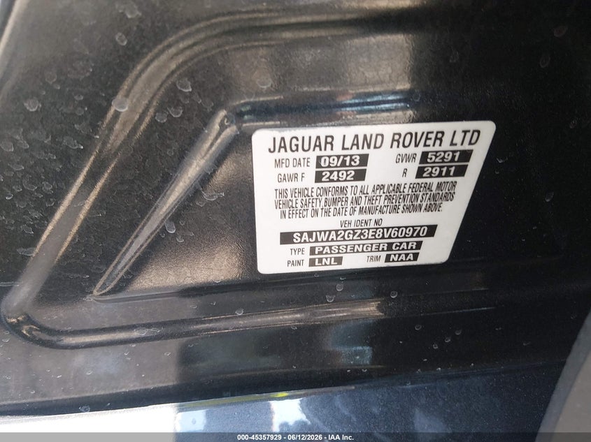 2014 Jaguar Xj Xjl Portfolio VIN: SAJWA2GZ3E8V60970 Lot: 45357929