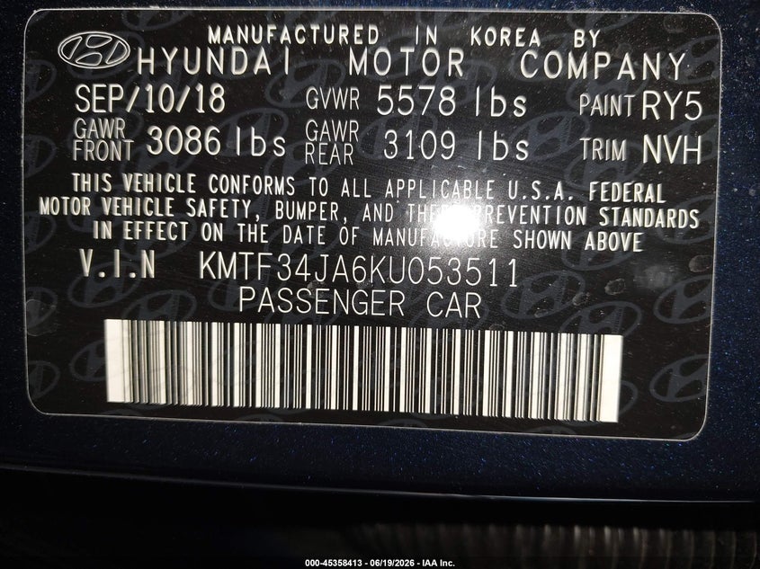 2019 Genesis G90 3.3T Premium VIN: KMTF34JA6KU053511 Lot: 45358413