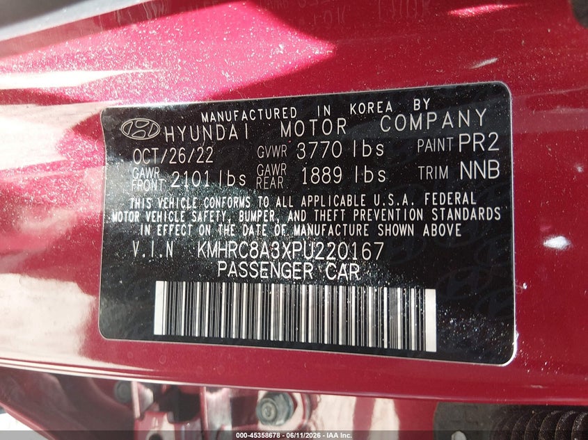 2023 Hyundai Venue Limited VIN: KMHRC8A3XPU220167 Lot: 45358678