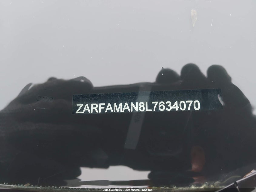 2020 Alfa Romeo Giulia Rwd VIN: ZARFAMAN8L7634070 Lot: 45359076