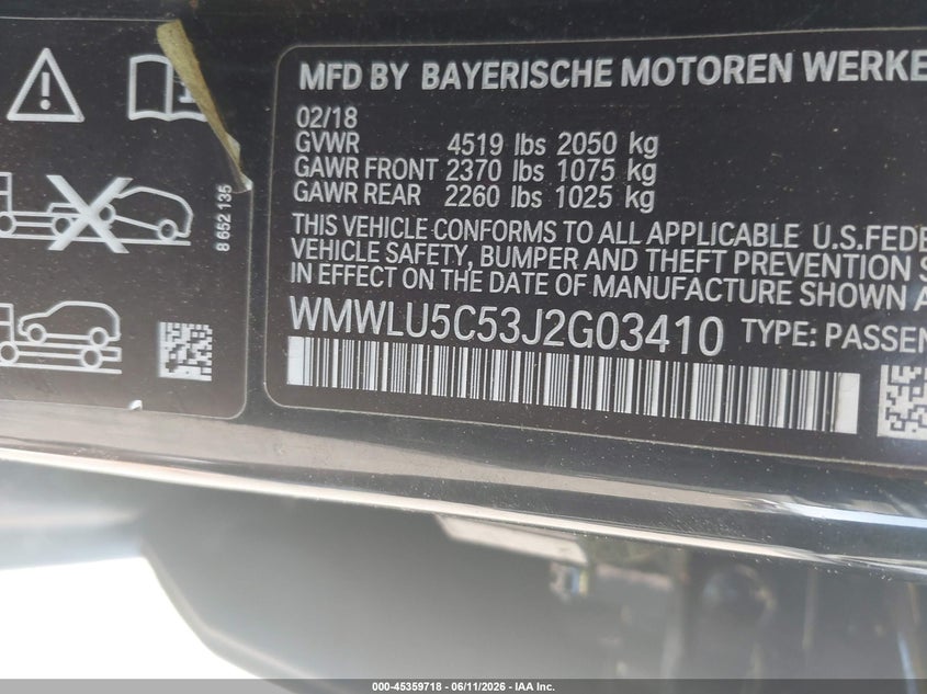 2018 Mini Clubman Cooper S VIN: WMWLU5C53J2G03410 Lot: 45359718