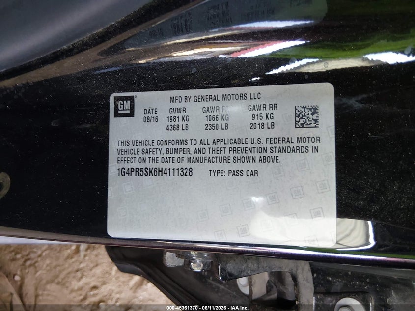 2017 Buick Verano Sport Touring VIN: 1G4PR5SK6H4111328 Lot: 45361370