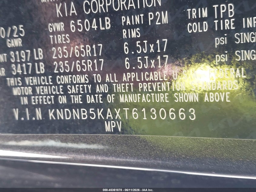 2026 Kia Carnival Mpv Hybrid Lxs VIN: KNDNB5KAXT6130663 Lot: 45361878