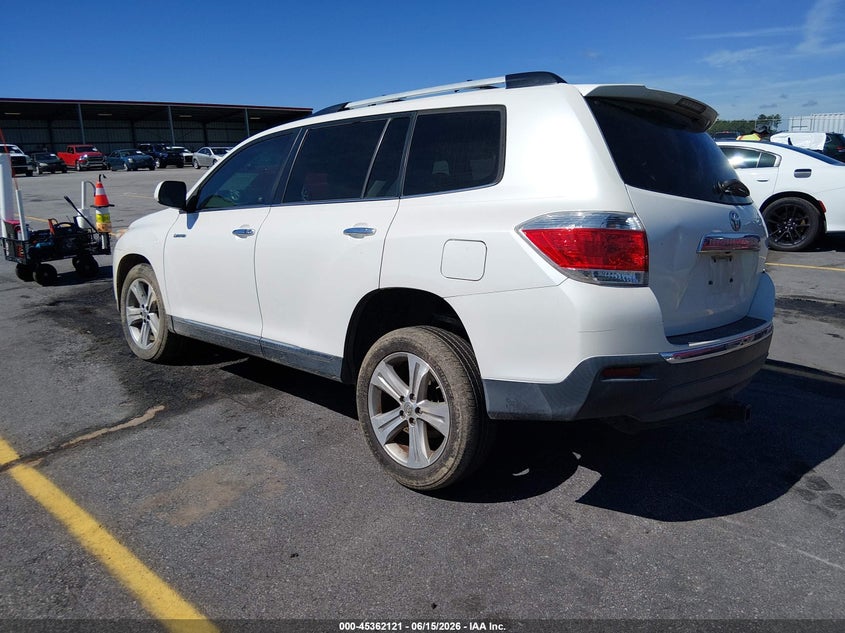 Vin: 5tdyk3eh7ds142409, lot: 45860082, toyota highlander limited v6 20133