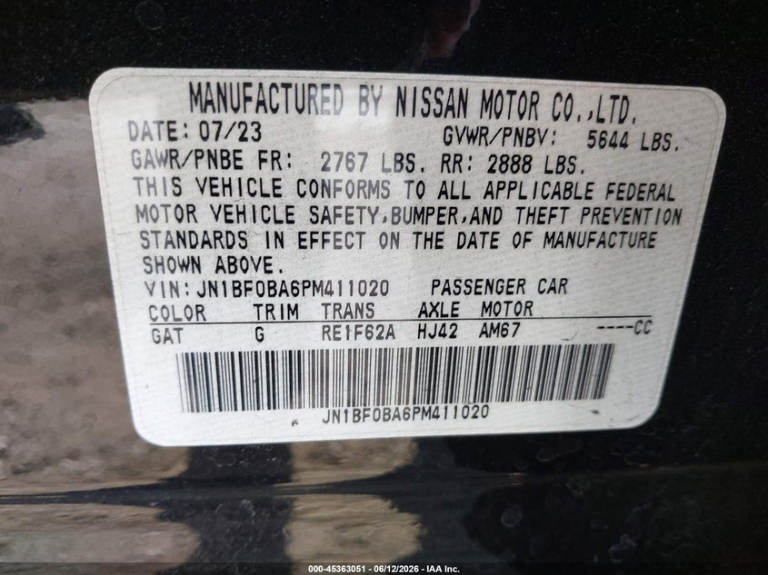 2023 Nissan Ariya Evolve+ VIN: JN1BF0BA6PM411020 Lot: 45363051