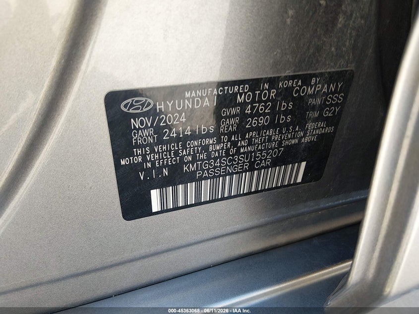 2025 Genesis G70 2.5T Rwd VIN: KMTG34SC3SU155207 Lot: 45363068