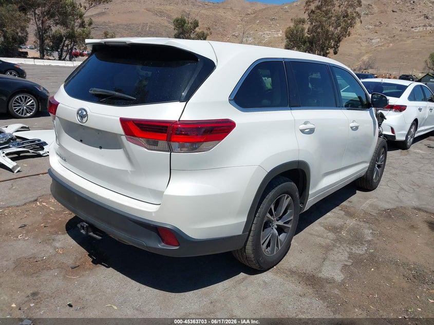 Vin: 5tdzarfh4hs027572, lot: 45861664, toyota highlander le 20174