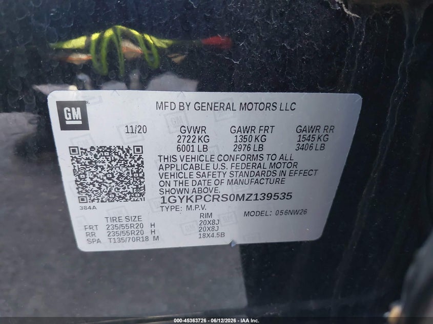2021 Cadillac Xt6 Fwd Premium Luxury VIN: 1GYKPCRS0MZ139535 Lot: 45363726