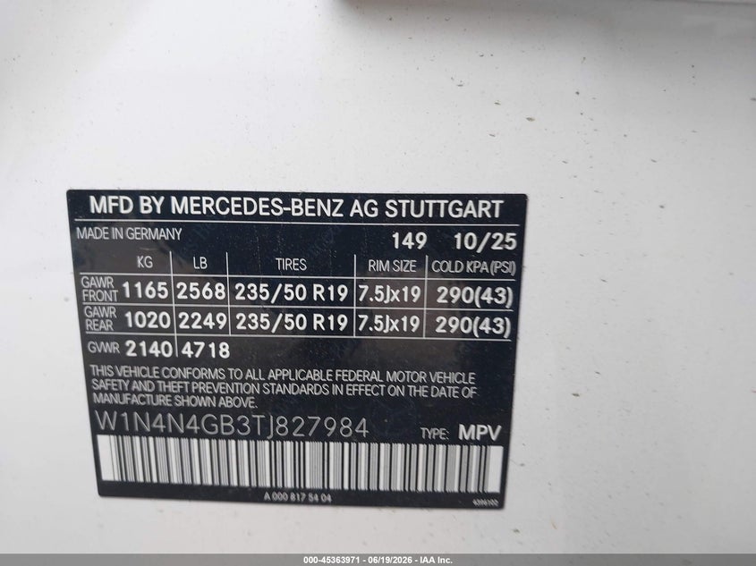 2026 Mercedes-Benz Gla 250 4Matic VIN: W1N4N4GB3TJ827984 Lot: 45363971