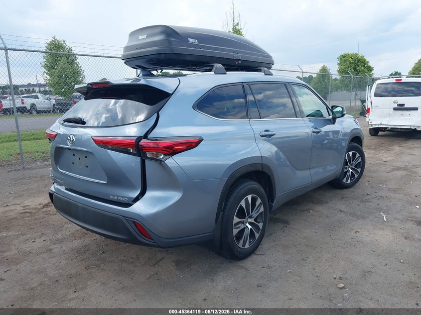 Vin: 5tdgzrbh4ns249871, lot: 45862080, toyota highlander xle 20224