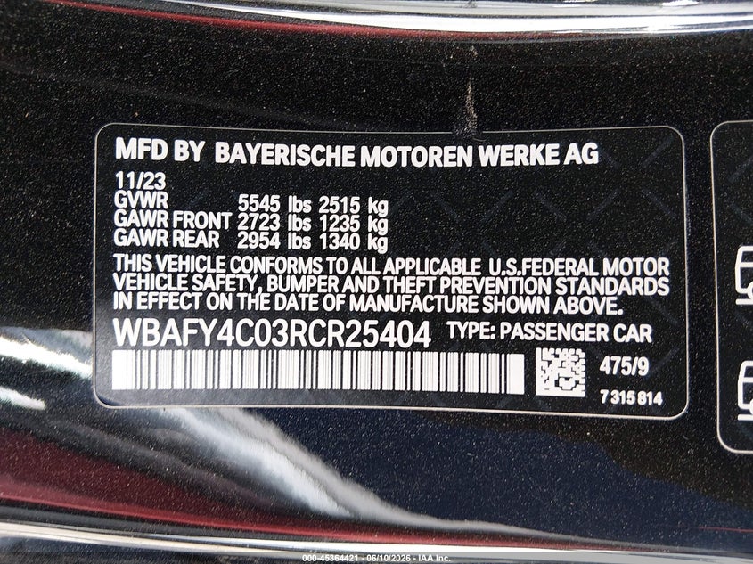 2024 BMW M850I xDrive VIN: WBAFY4C03RCR25404 Lot: 45364421
