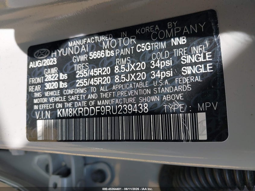 2024 Hyundai Ioniq 5 Limited VIN: KM8KRDDF9RU239438 Lot: 45364481