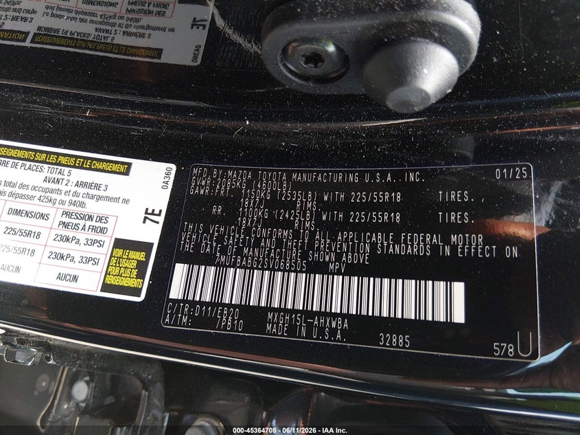 2025 Toyota Corolla Cross Hybrid Xse VIN: 7MUFBABG2SV068505 Lot: 45364708