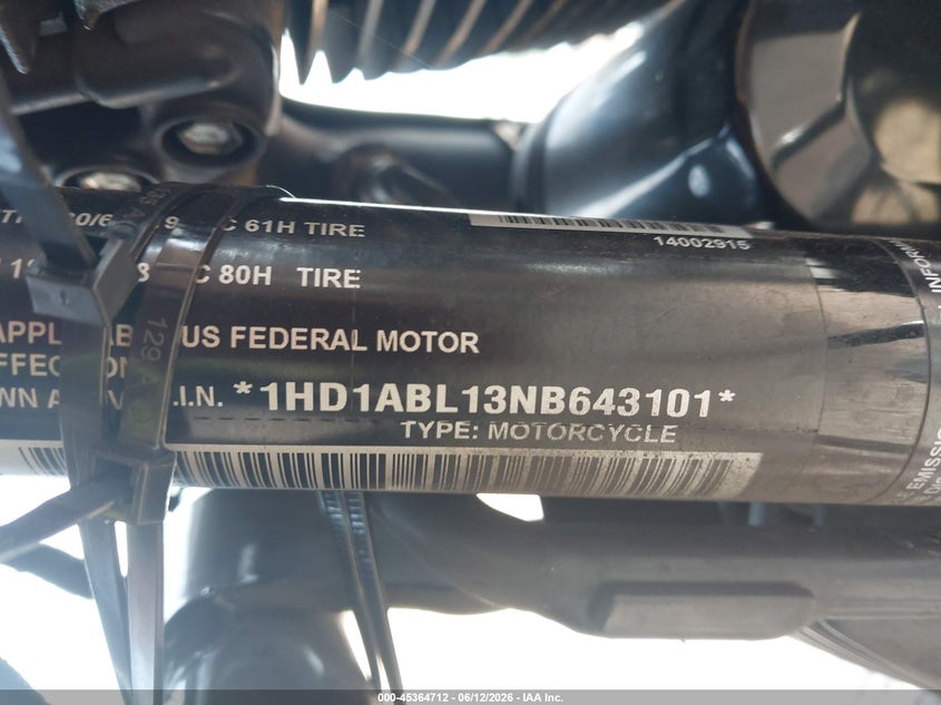 2022 Harley-Davidson Flhxst VIN: 1HD1ABL13NB643101 Lot: 45364712