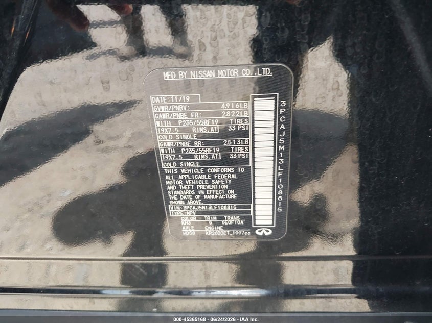 2020 Infiniti Qx50 Essential VIN: 3PCAJ5M13LF108815 Lot: 45365168