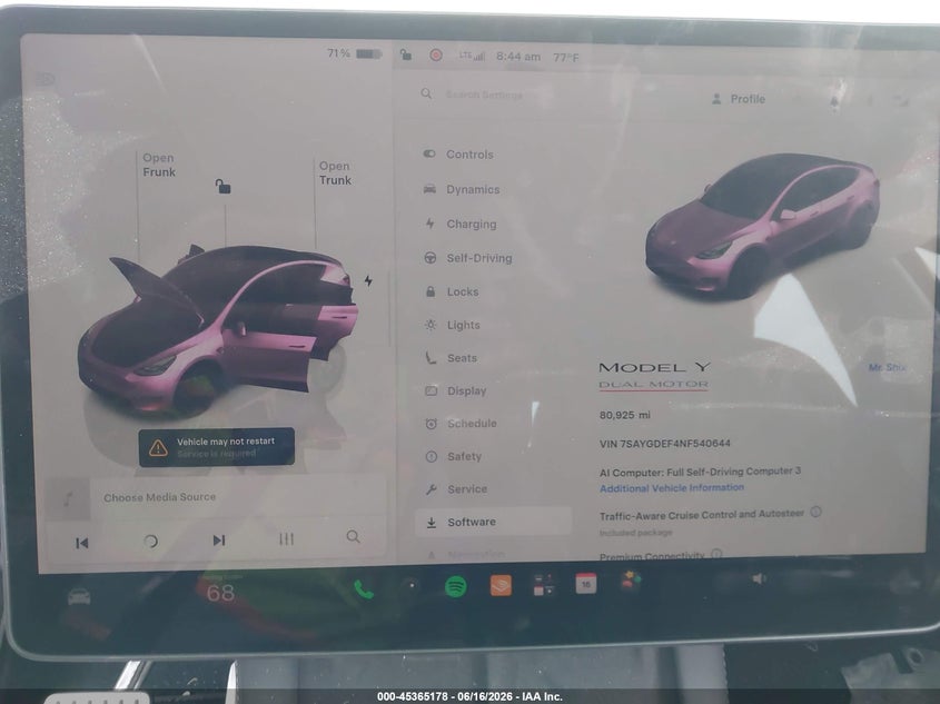 2022 Tesla Model Y Performance Dual Motor All-Wheel Drive VIN: 7SAYGDEF4NF540644 Lot: 45365178