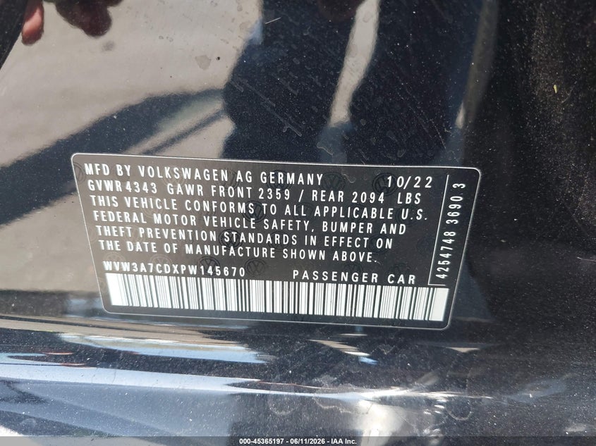 2023 Volkswagen Golf Gti 2.0T Se VIN: WVW3A7CDXPW145670 Lot: 45365197