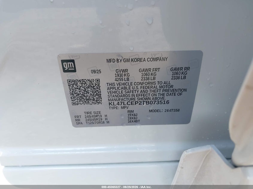 2026 Buick Envista Avenir Fwd VIN: KL47LCEP2TB073516 Lot: 45365327