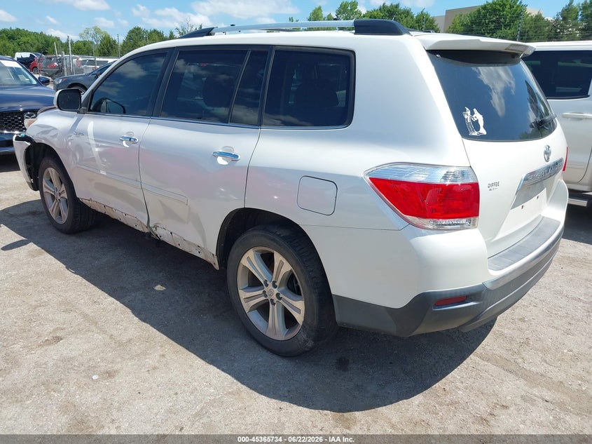 Vin: 5tdyk3eh3ds120424, lot: 45863695, toyota highlander limited v6 20133