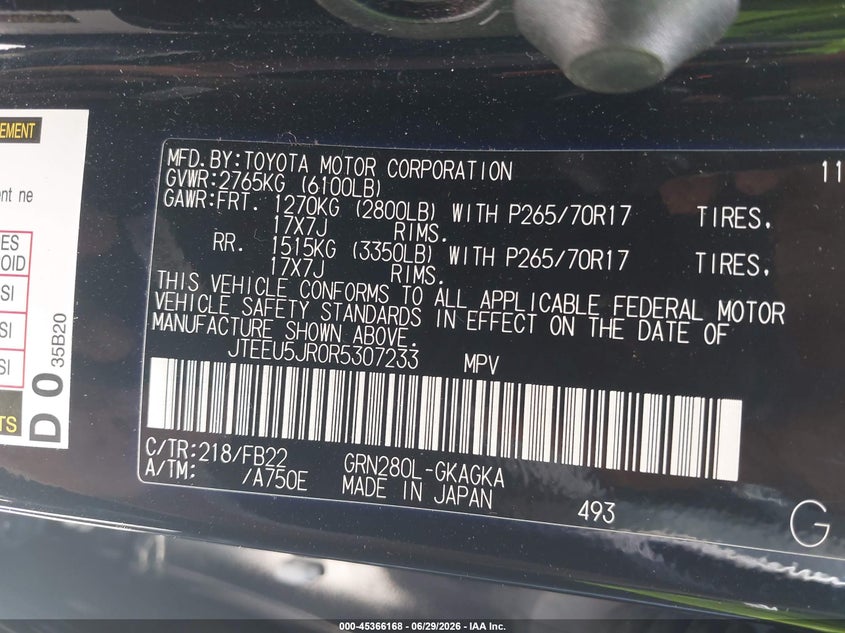 2024 TOYOTA 4RUNNER SPORT UTILITY VEHICLE 4.0L V-6 DOHC, VVT, 270HP